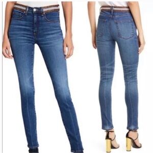 Veronica Beard Jeans “Kate” Tux Metallic Waistband Skinny High Rise -Sz 27/00